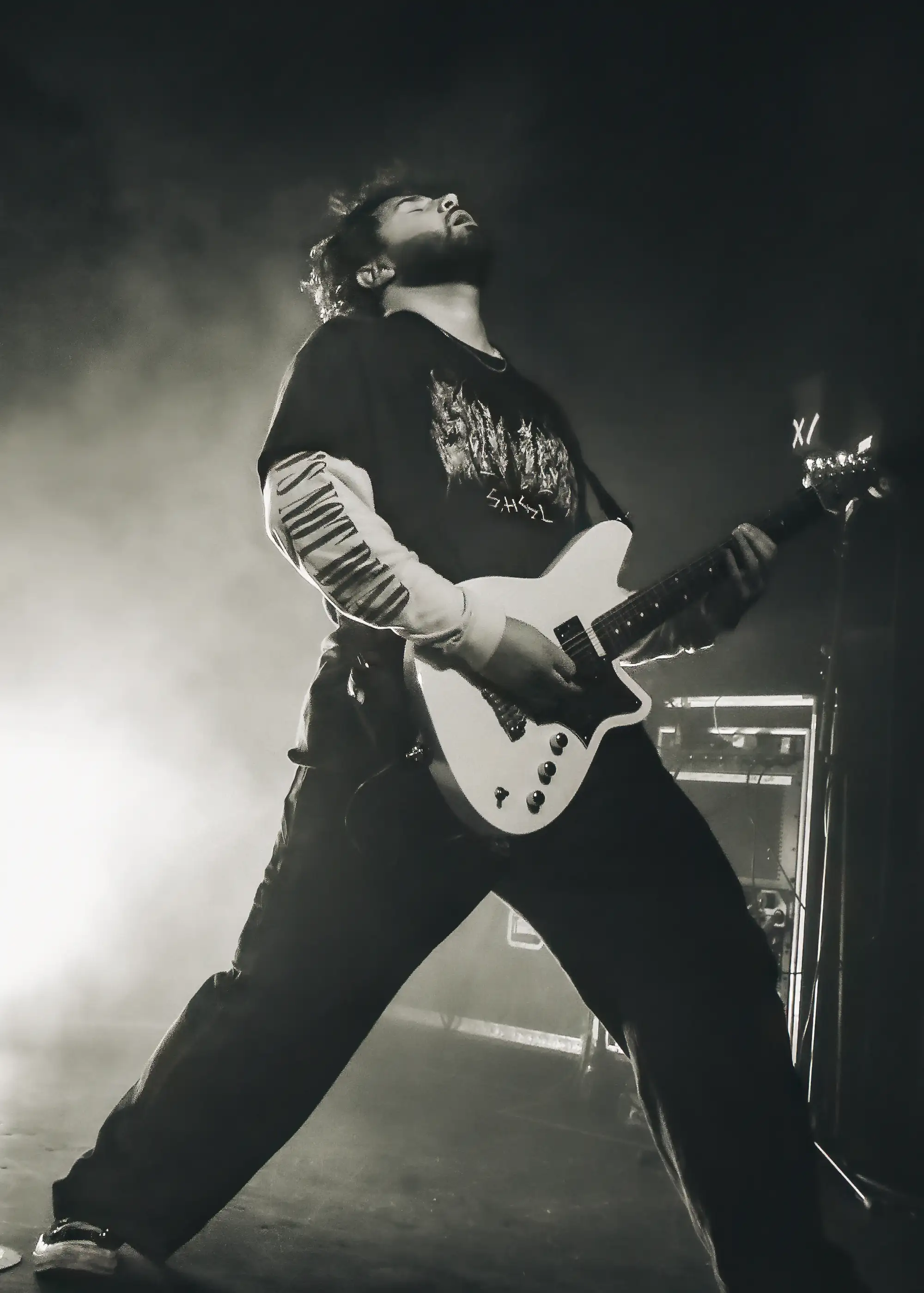 grandson's guitarist in black and white at the Commodore Ballroom, 2025. Live photo by Spencer Nakamura.